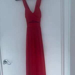 Elegant Red Evening Gown Full Length Dress Size 0 XSmall